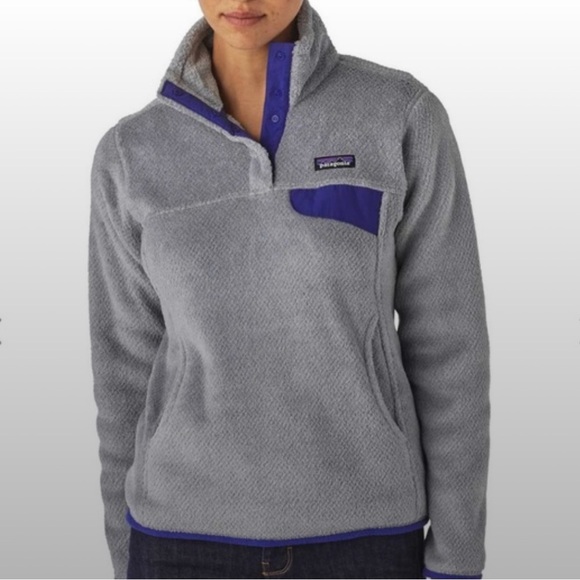 Patagonia Re-Tool Snap-T Pullover Fleece Jacket, Size S, Gray/ Purple - Picture 1 of 5